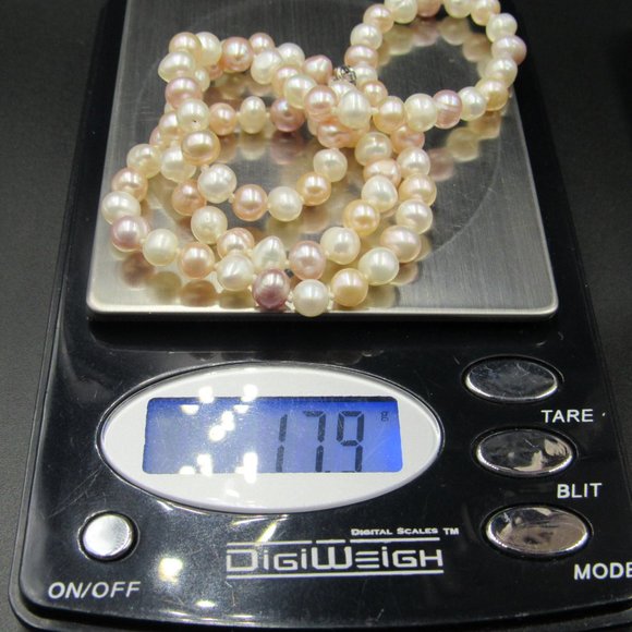 18" Sterling Multiple Light Color Pearls Necklace - Picture 5 of 5